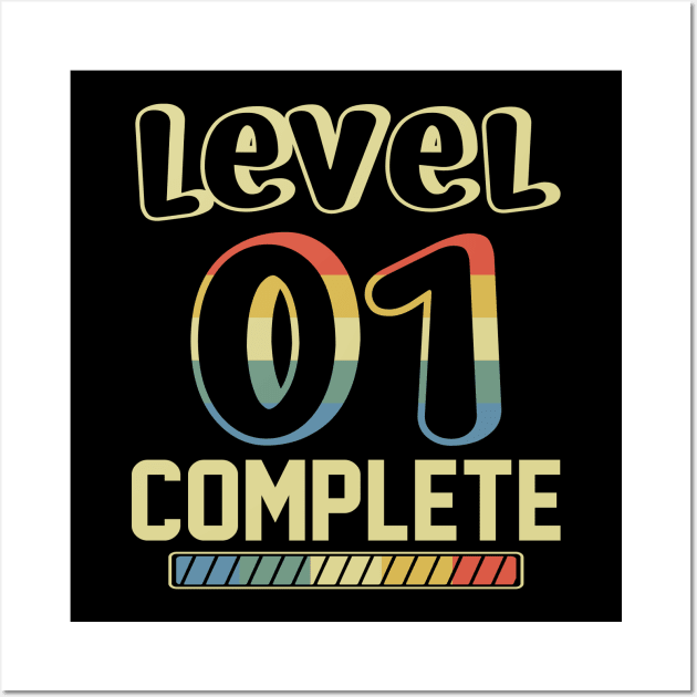 Level 1 Complete Vintage Gift Shirt Celebrate 1st Wedding Wall Art by Simpsonfft